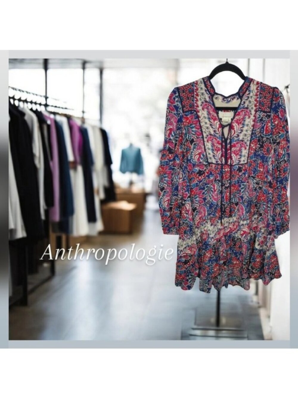 Anthropologie Splice Tunic Cottage Cabin Dress  Size M